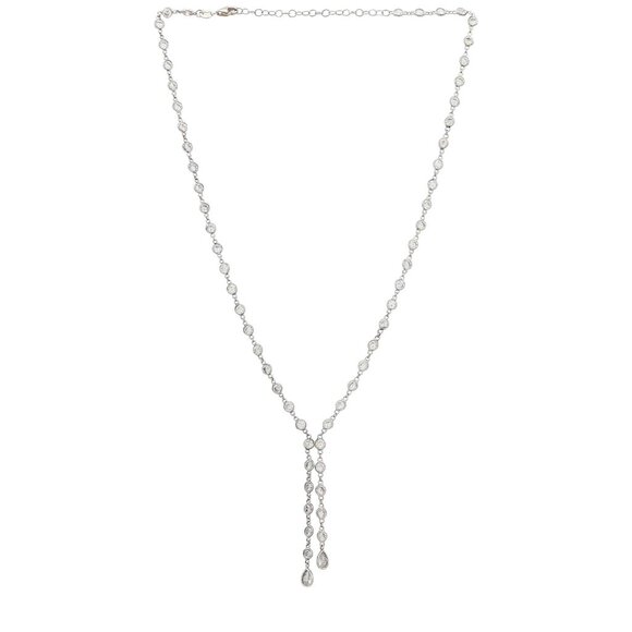 SHASHI Bezel Lariat Necklace in Silver One Size New Womens crystals - Picture 1 of 7